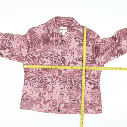 Christopher & Banks Women's Pink Floral Button Jacket Size M