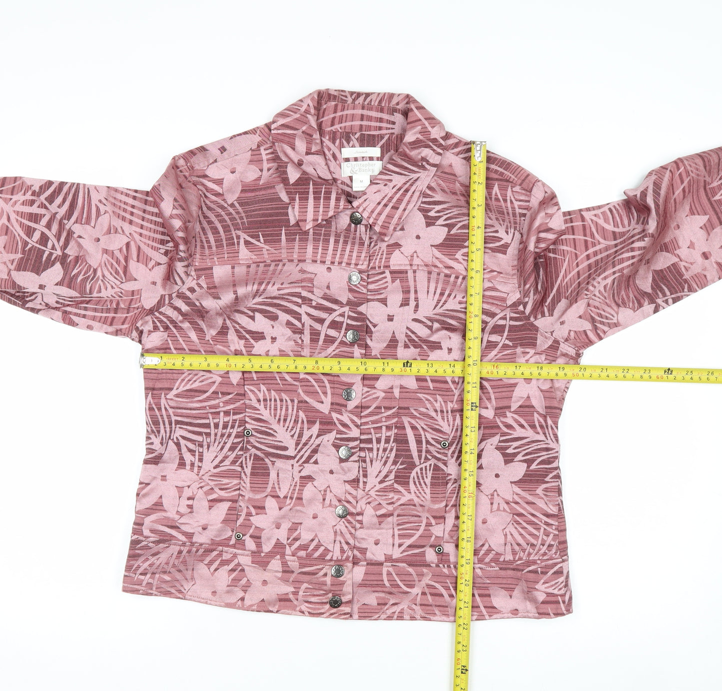 Christopher & Banks Women's Pink Floral Button Jacket Size M