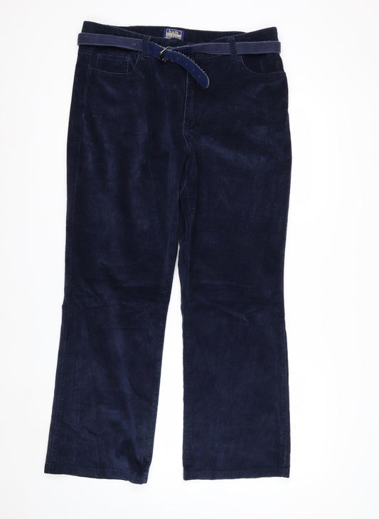 B.U.M. Equipment Women Blue Corduroy Stretch Trousers Size 16