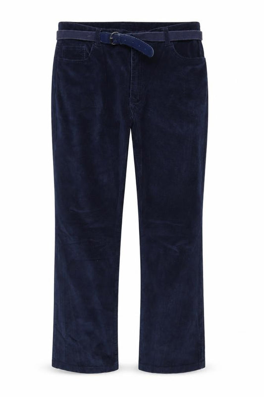 Front view of B.U.M. Equipment Women Blue Corduroy Stretch Trousers, size 16