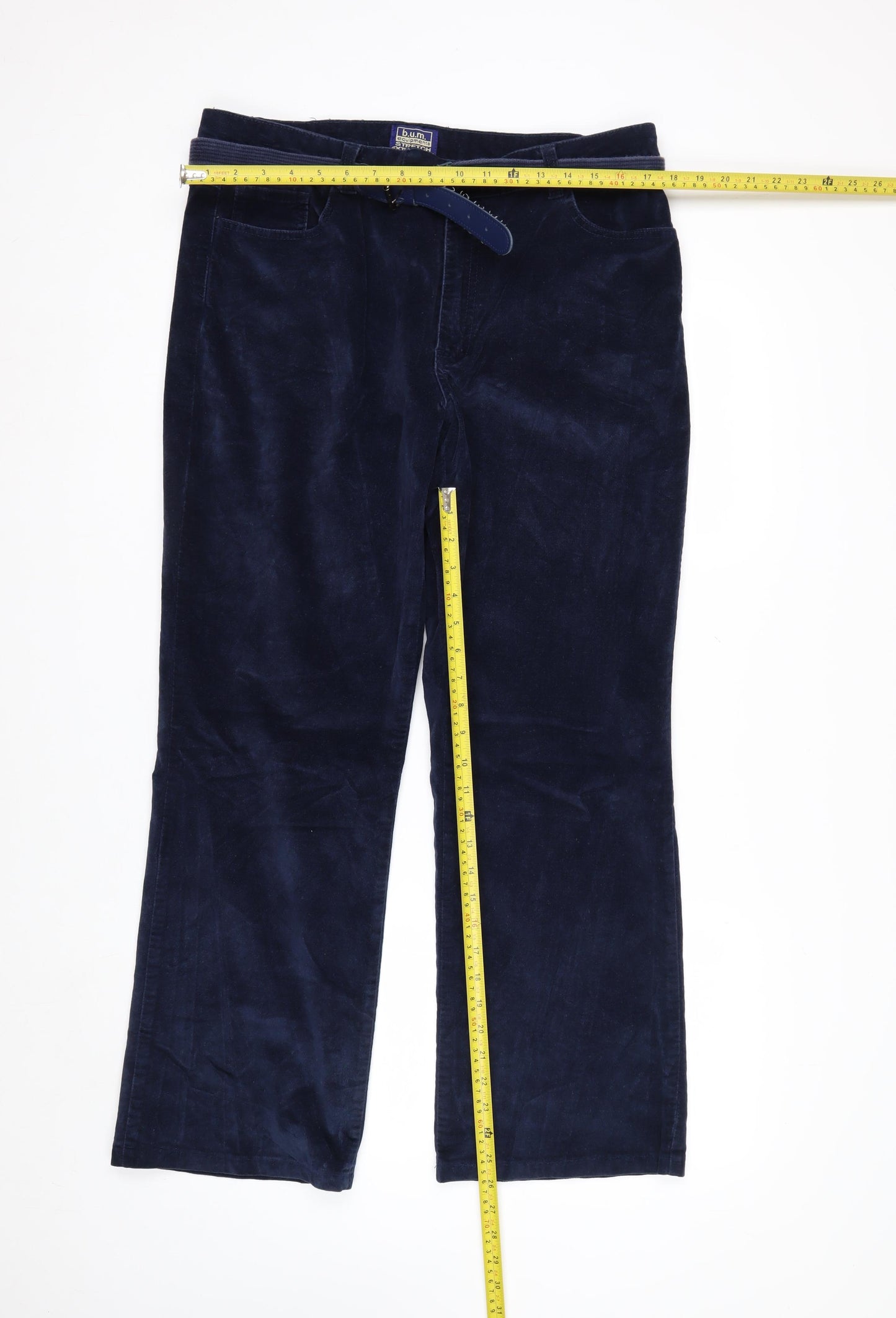 B.U.M. Equipment Women Blue Corduroy Stretch Trousers Size 16