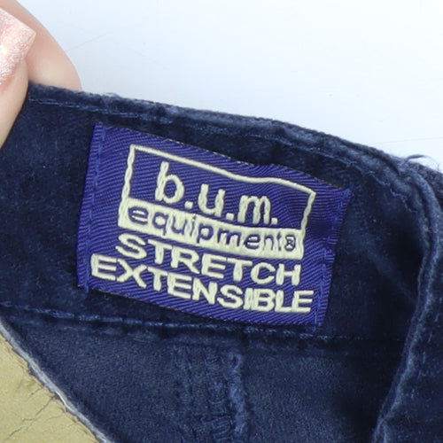 B.U.M. Equipment Women Blue Corduroy Stretch Trousers Size 16