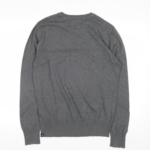 Hurley Men Grey V-Neck Cotton Pullover Jumper Medium