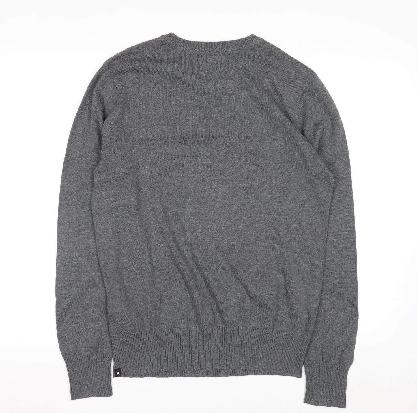 Hurley Men Grey V-Neck Cotton Pullover Jumper Medium