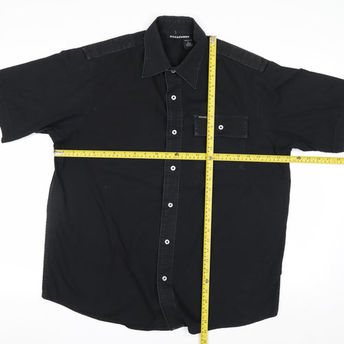 Rocawear Men's Black Cotton Short Sleeve Button-Up Shirt L
