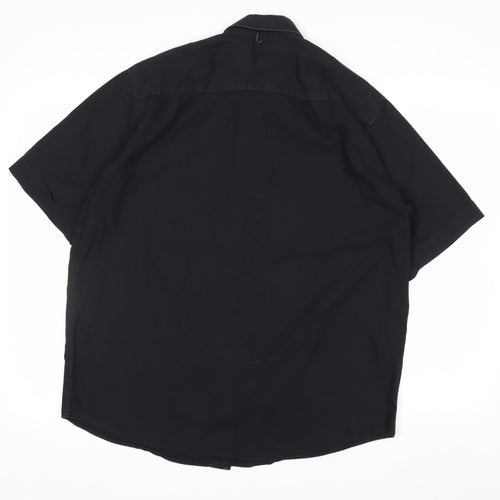 Rocawear Men's Black Cotton Short Sleeve Button-Up Shirt L