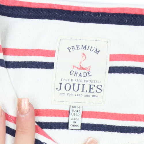 Joules Womens Multicoloured Striped Long Sleeve Cotton T-Shirt Size 14