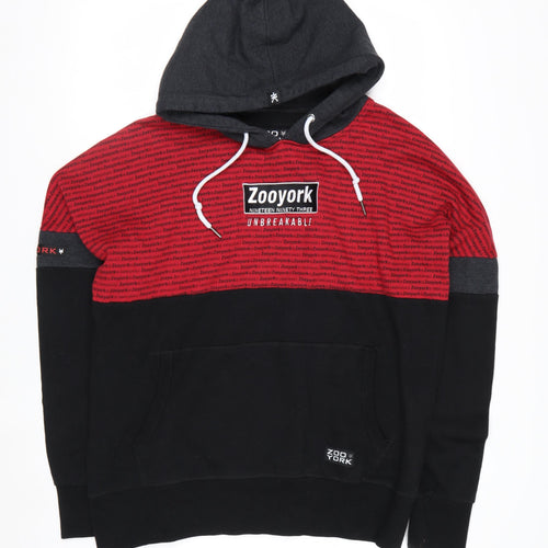Zoo York Men's Black Red Grey Pullover Hoodie Size L Urban Skate Style