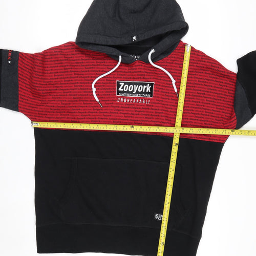 Zoo York Men's Black Red Grey Pullover Hoodie Size L Urban Skate Style