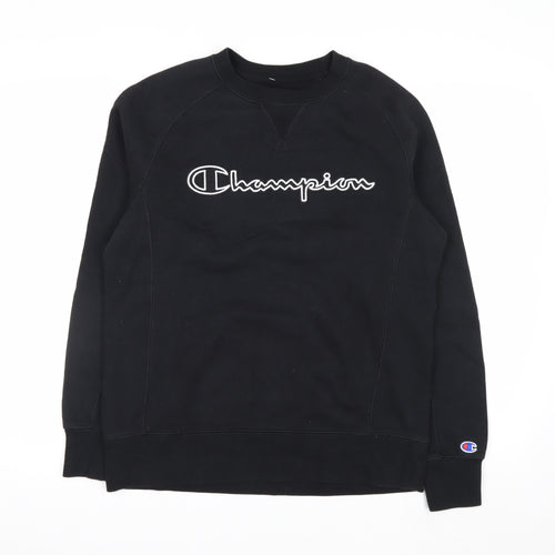 Champion Women's Black Small Pullover Sweatshirt Logo Cotton Blend
