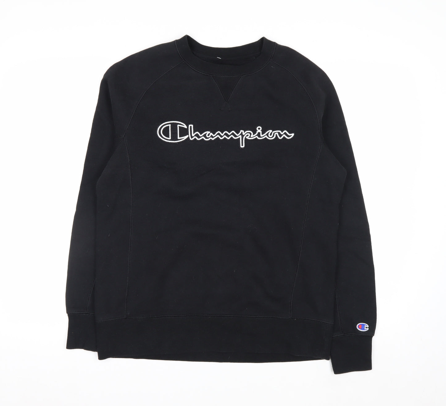 Champion Women's Black Small Pullover Sweatshirt Logo Cotton Blend