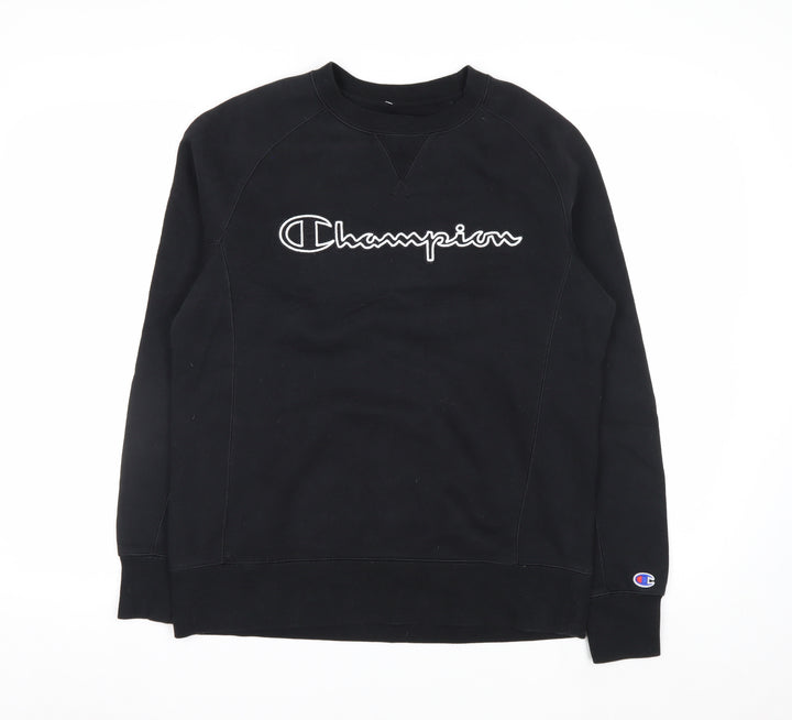 Champion Women's Black Small Pullover Sweatshirt Logo Cotton Blend