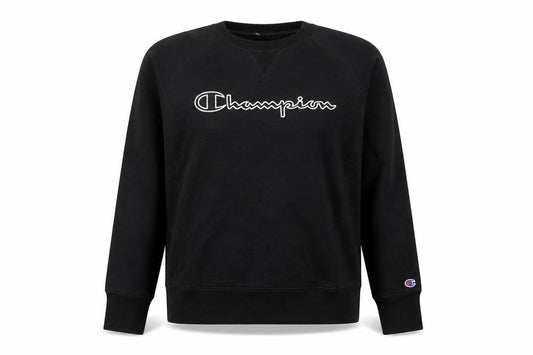 Front view of Champion Women's Black Small Pullover Sweatshirt Logo Cotton Blend