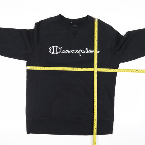 Champion Women's Black Small Pullover Sweatshirt Logo Cotton Blend