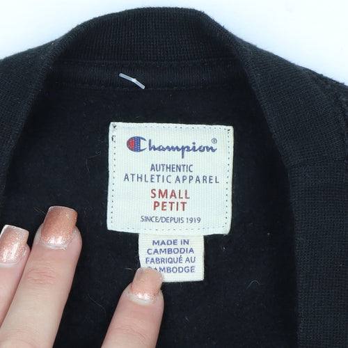 Champion Women's Black Small Pullover Sweatshirt Logo Cotton Blend
