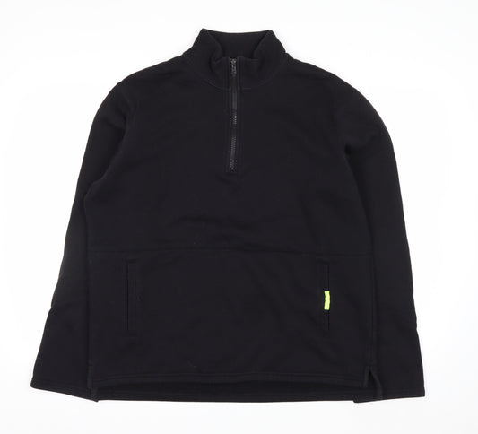 DKNY Jeans Men's Black L Fleece 1/2 Zip Sweatshirt Pullover