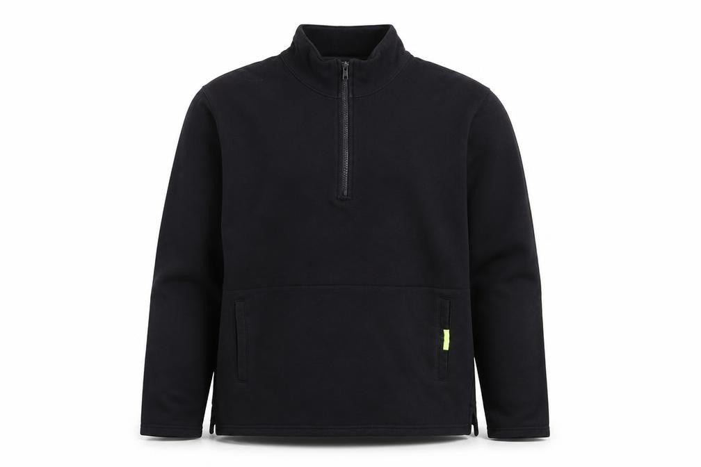 Front view of DKNY Jeans Men's Black L Fleece 1/2 Zip Sweatshirt Pullover