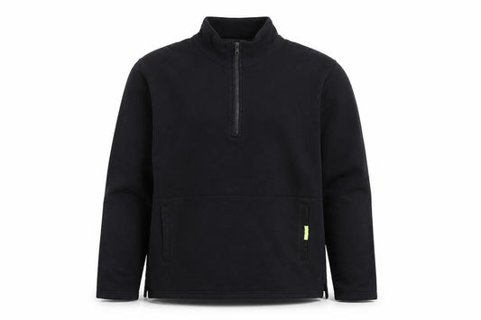Front view of DKNY Jeans Men's Black L Fleece 1/2 Zip Sweatshirt Pullover