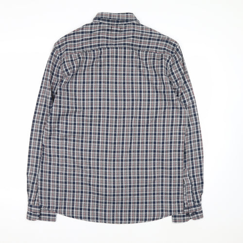 Easy 1973 Men's Blue Checked Cotton Long Sleeve Button-Up Shirt Size L