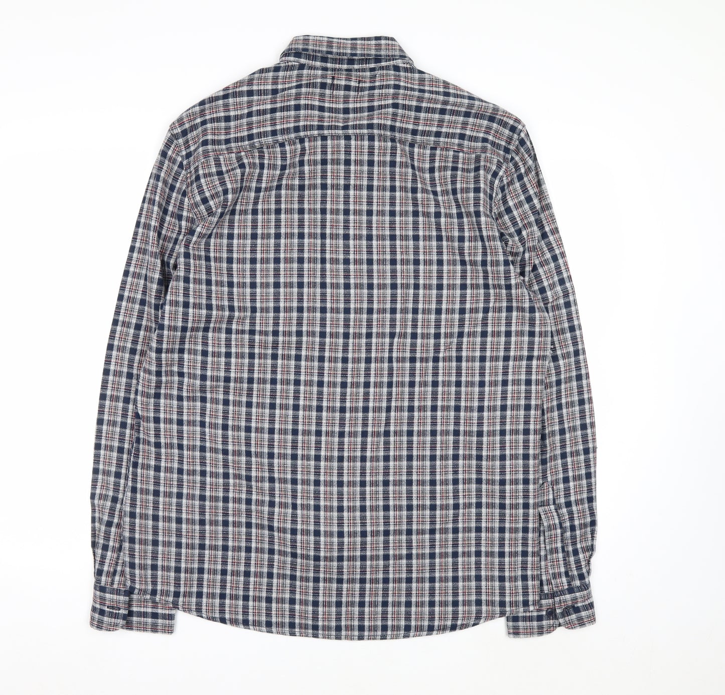 Easy 1973 Men's Blue Checked Cotton Long Sleeve Button-Up Shirt Size L