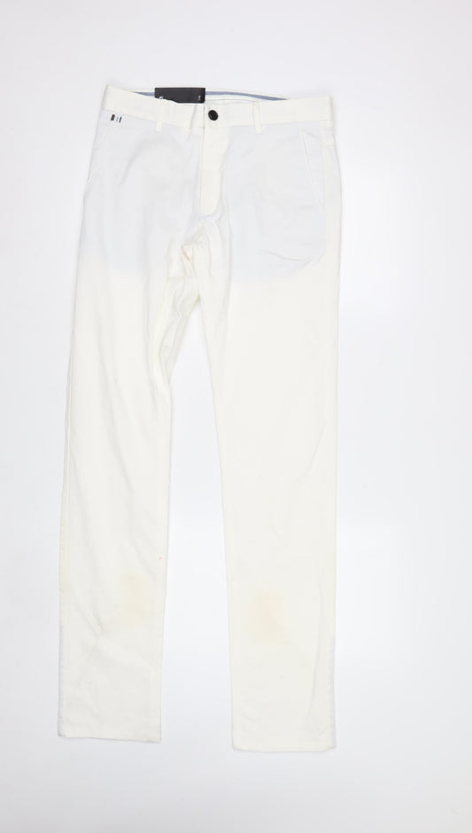 Zara Man White Slim Fit Chino Trousers Size 30 Men's