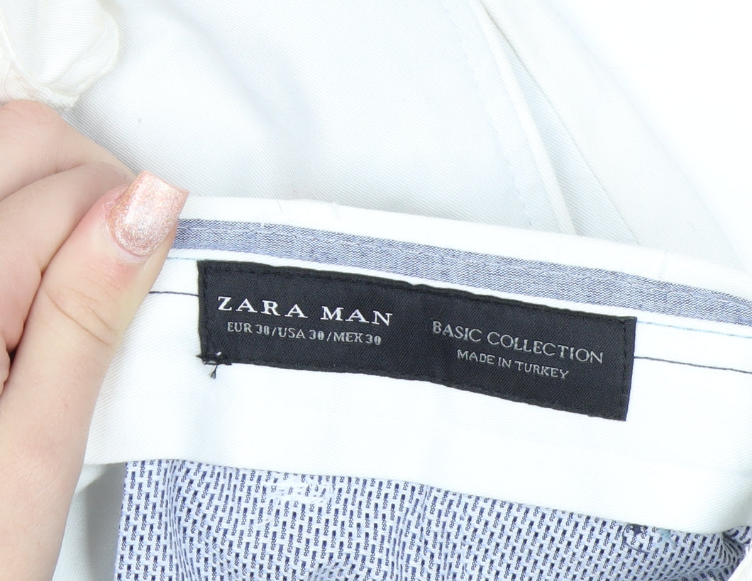 Zara Man White Slim Fit Chino Trousers Size 30 Men's