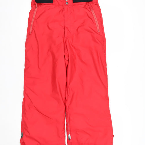 Wedze Boys Red Snow Pants 12-14 Years Waterproof Insulated Ski Trousers