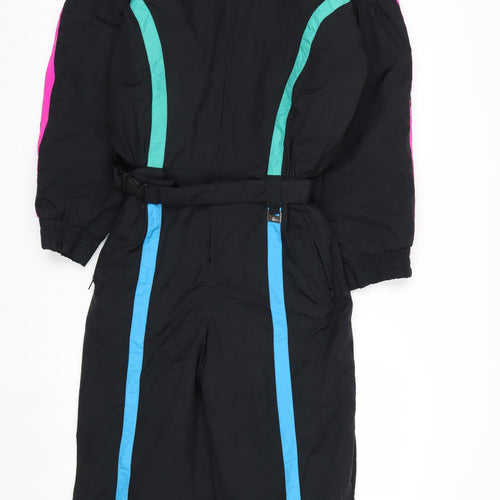 Club Attivo Womens Black Size 10 Retro Ski Suit Winter Belted Full Zip