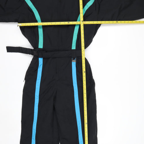 Club Attivo Womens Black Size 10 Retro Ski Suit Winter Belted Full Zip