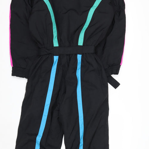 Club Attivo Womens Black Size 10 Retro Ski Suit Winter Belted Full Zip