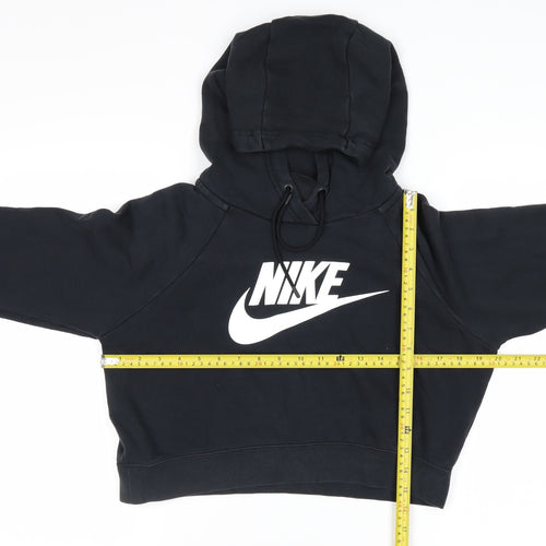 Nike Women Black Small Cropped Pullover Hoodie Sweatshirt