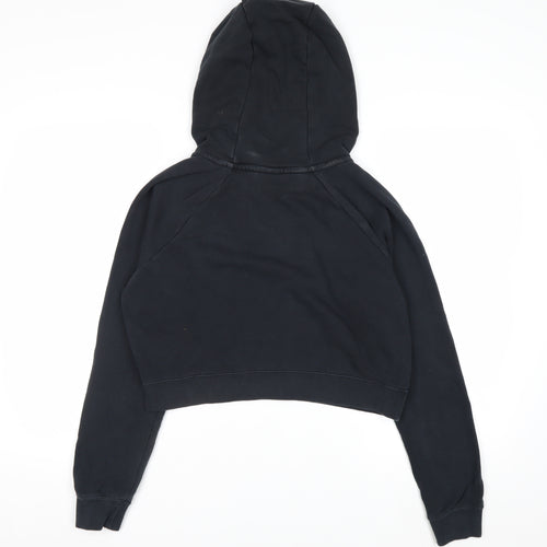 Nike Women Black Small Cropped Pullover Hoodie Sweatshirt