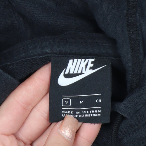 Nike Women Black Small Cropped Pullover Hoodie Sweatshirt