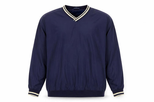 Front view of Woodlake Men's Blue XL V-Neck Pullover Sweatshirt Outdoor Style