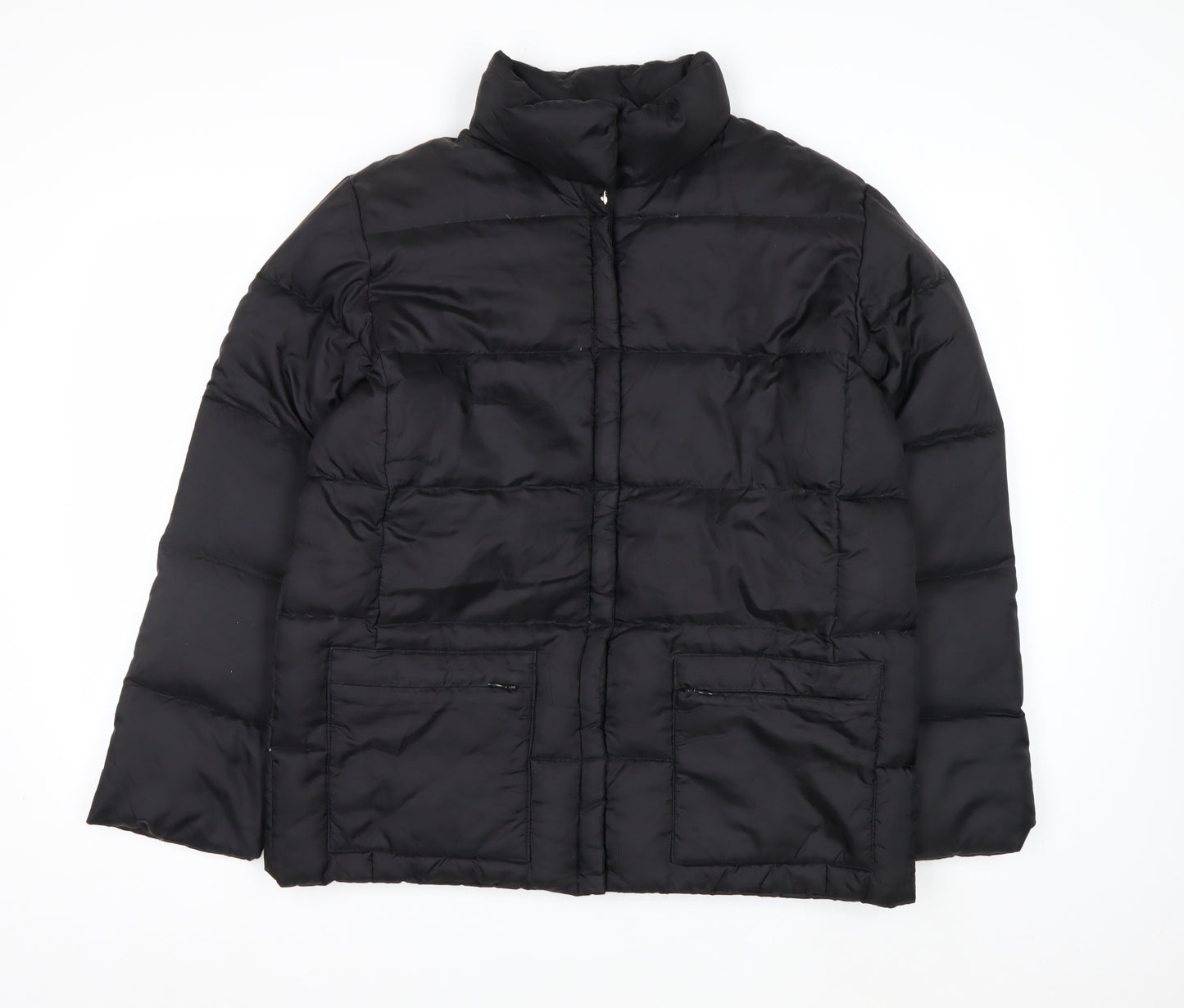 IZZI Womens Black Puffer Jacket M Mid-Length Down Winter Coat