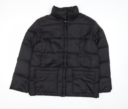 IZZI Womens Black Puffer Jacket M Mid-Length Down Winter Coat