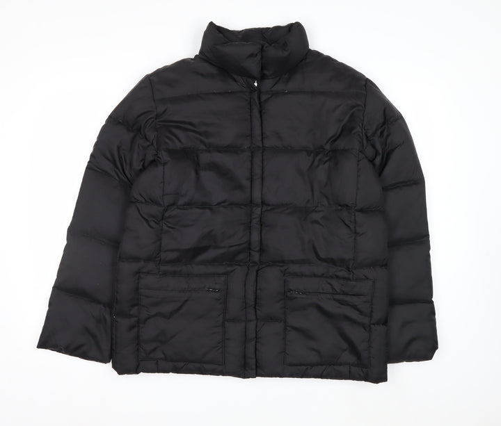 IZZI Womens Black Puffer Jacket M Mid-Length Down Winter Coat