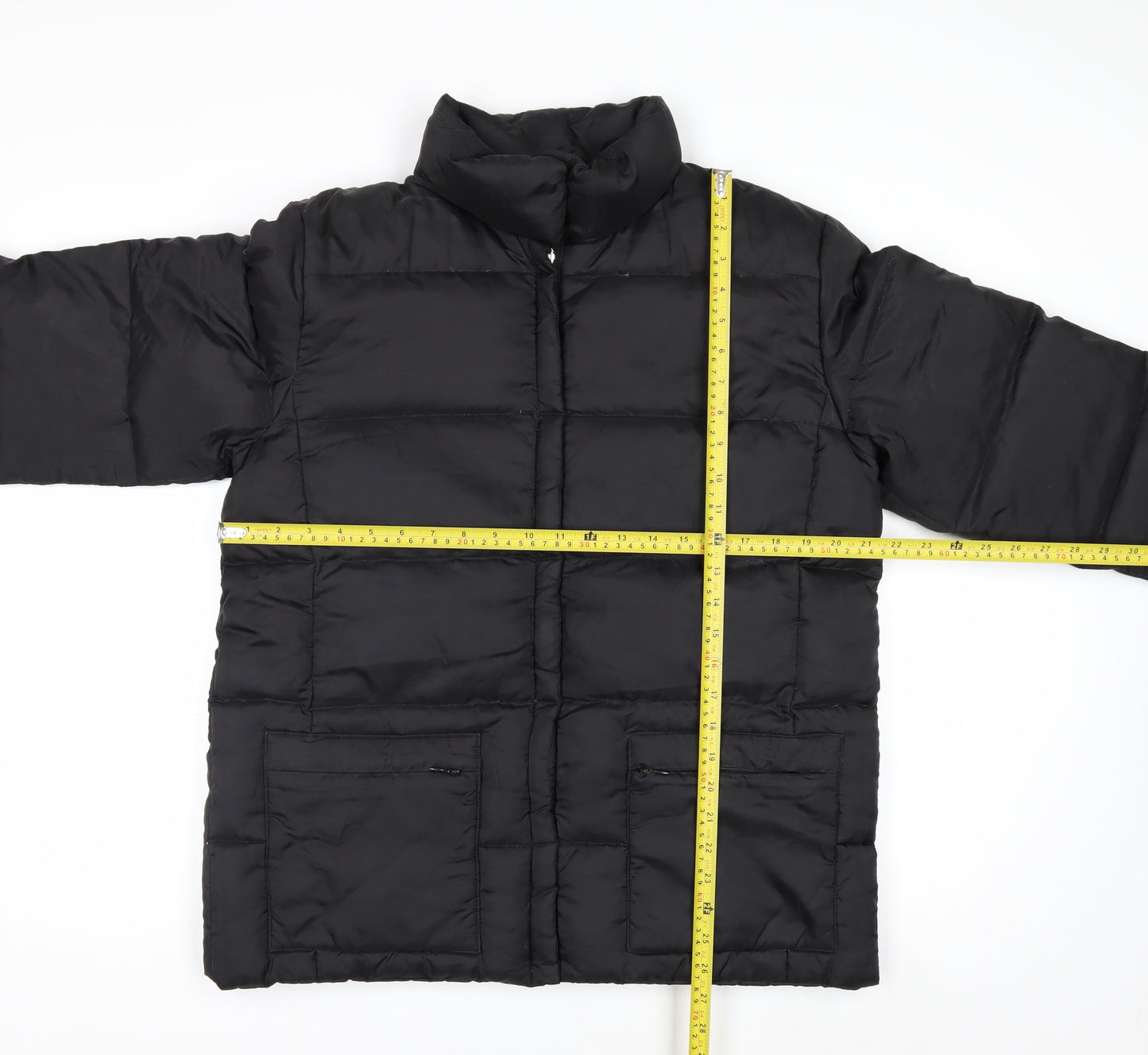 IZZI Womens Black Puffer Jacket M Mid-Length Down Winter Coat