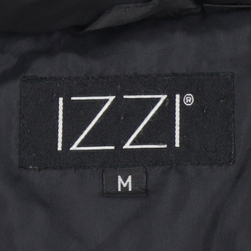 IZZI Womens Black Puffer Jacket M Mid-Length Down Winter Coat