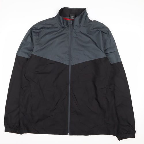 Starter Men's Black Grey L Windbreaker Jacket Full Zip Lightweight