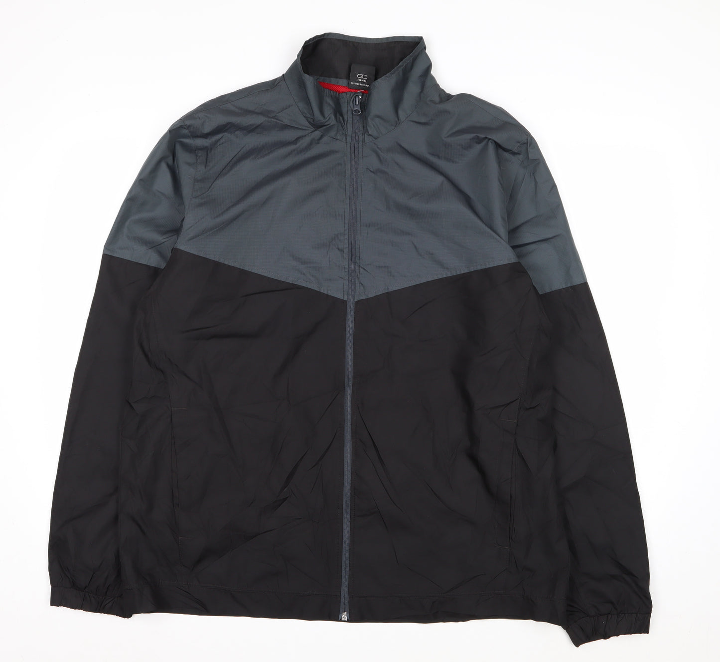 Starter Men's Black Grey L Windbreaker Jacket Full Zip Lightweight