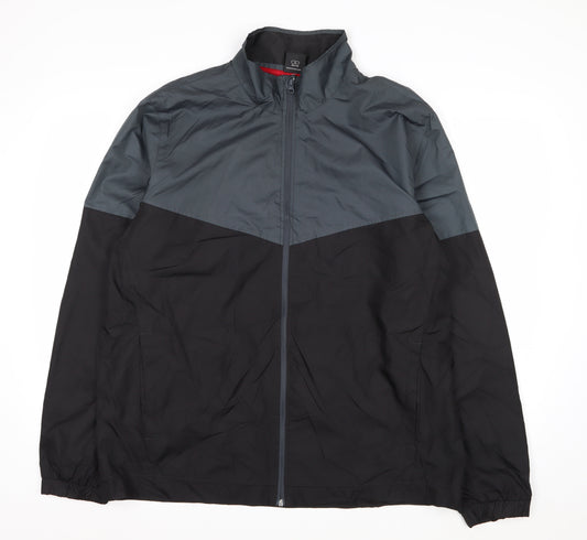 Starter Men's Black Grey L Windbreaker Jacket Full Zip Lightweight