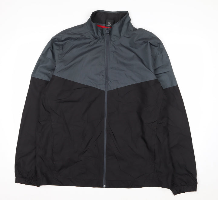 Starter Men's Black Grey L Windbreaker Jacket Full Zip Lightweight