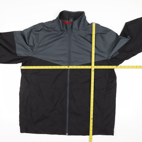 Starter Men's Black Grey L Windbreaker Jacket Full Zip Lightweight