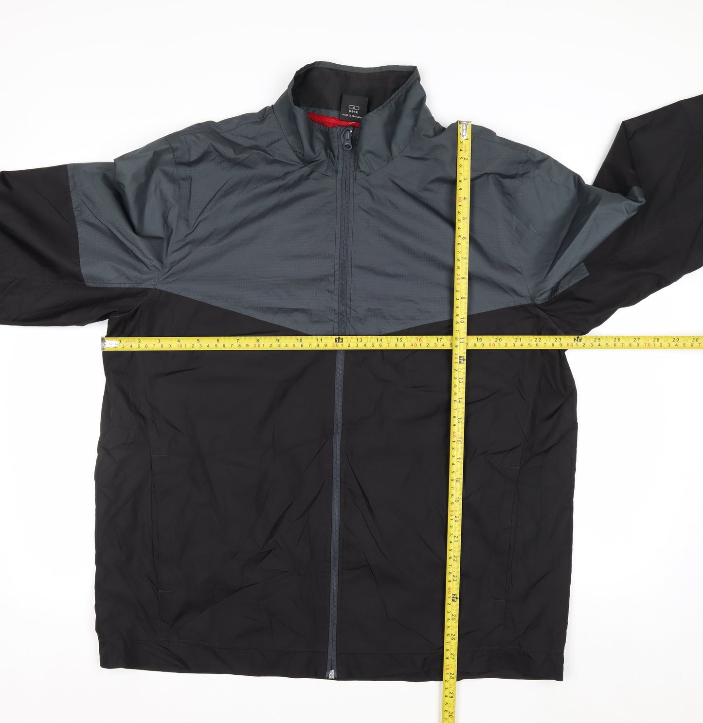 Starter Men's Black Grey L Windbreaker Jacket Full Zip Lightweight
