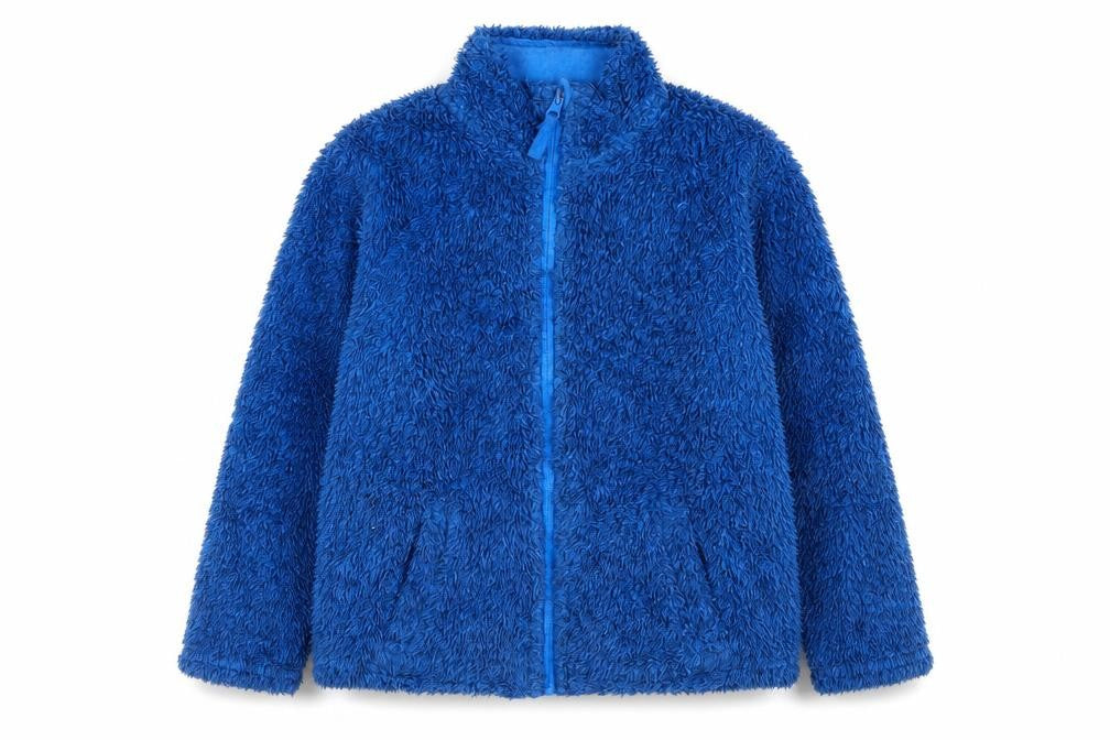 Front view of Mountain Warehouse boys’ blue full zip fleece sweatshirt 7-8 years