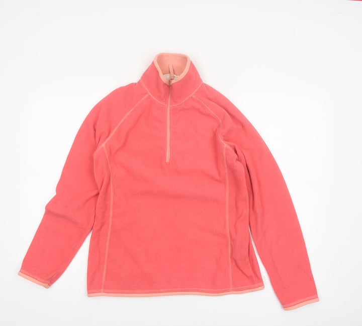 Mountain Warehouse Women Coral Pink Fleece 1/4 Zip Pullover UK 10