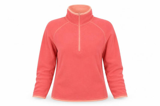 Front view of Mountain Warehouse Women Coral Pink Fleece 1/4 Zip Pullover UK 10