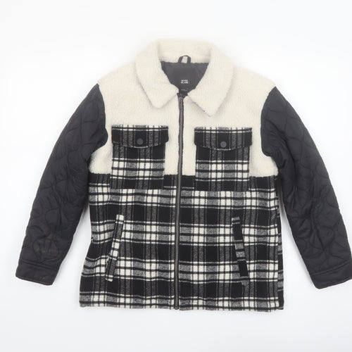 River Island Boys Black Check Sherpa Shirt Jacket 9-10 Years