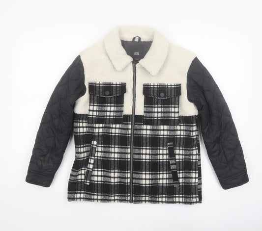 River Island Boys Black Check Sherpa Shirt Jacket 9-10 Years